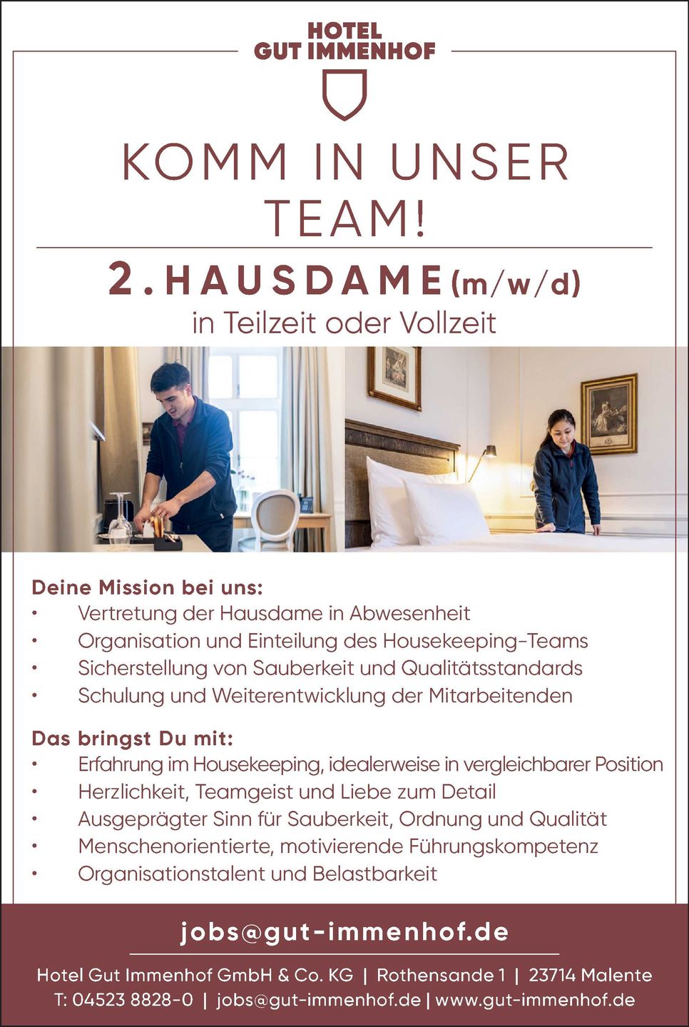 Stellenanzeige Hausdame
