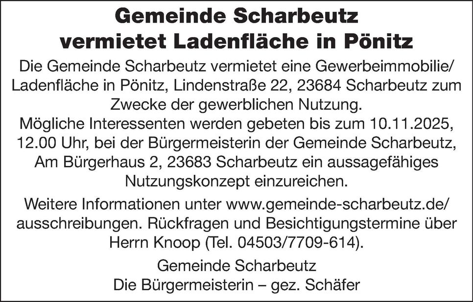 Vermietung Ladenfläche in Pönitz