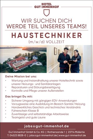 Stellenanzeige Haustechniker