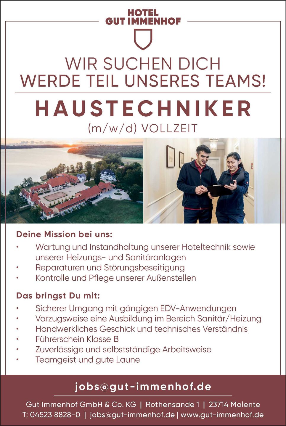 Stellenanzeige Haustechniker