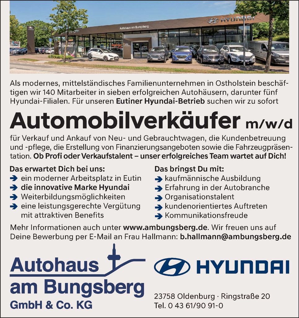 Stellenanzeige Automobilverkäufer (m/w/d
