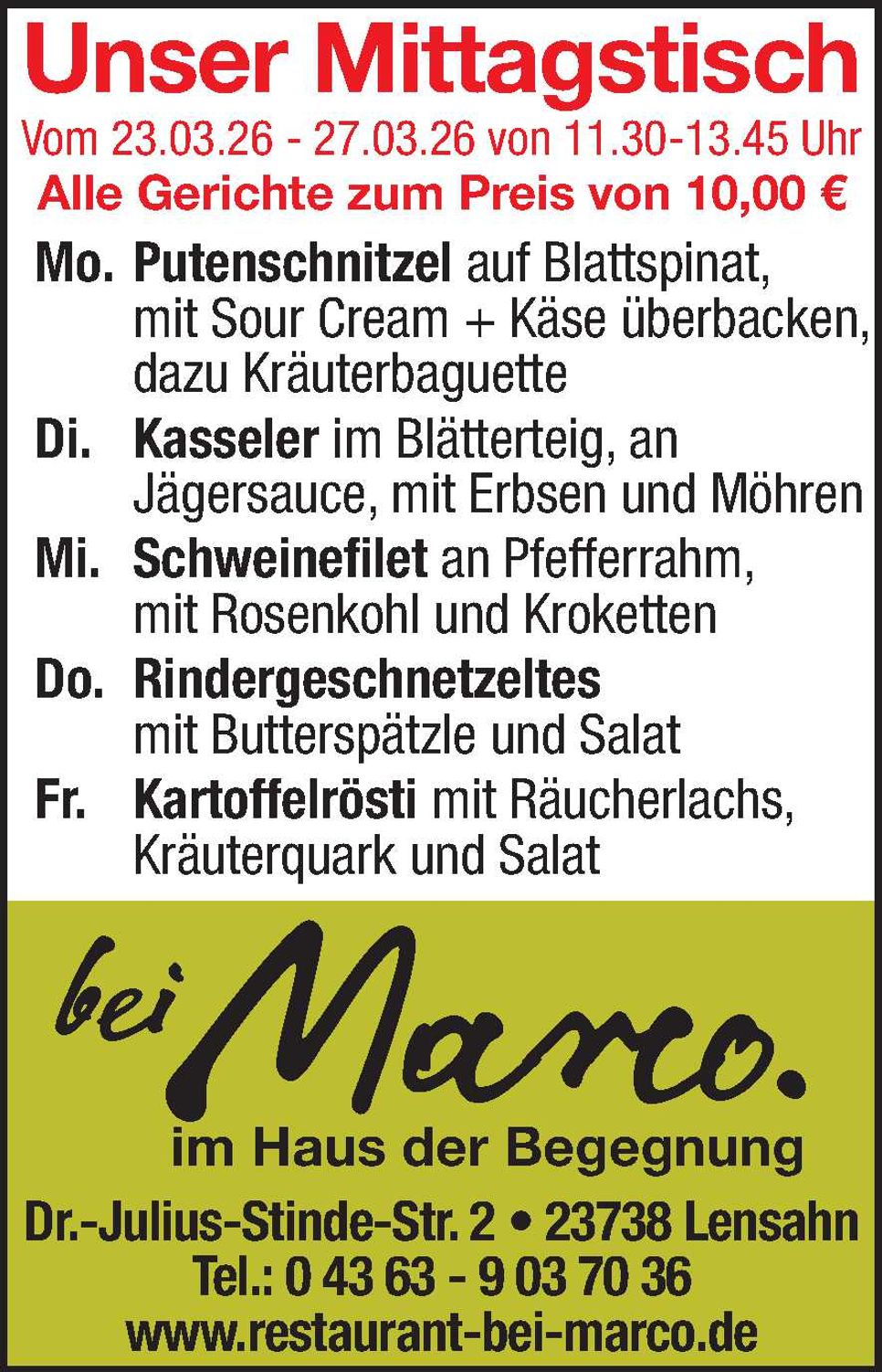 Mittagstisch 21.03.2026