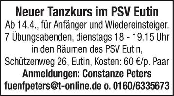 Neuer Tanzkurs im PSV Eutin