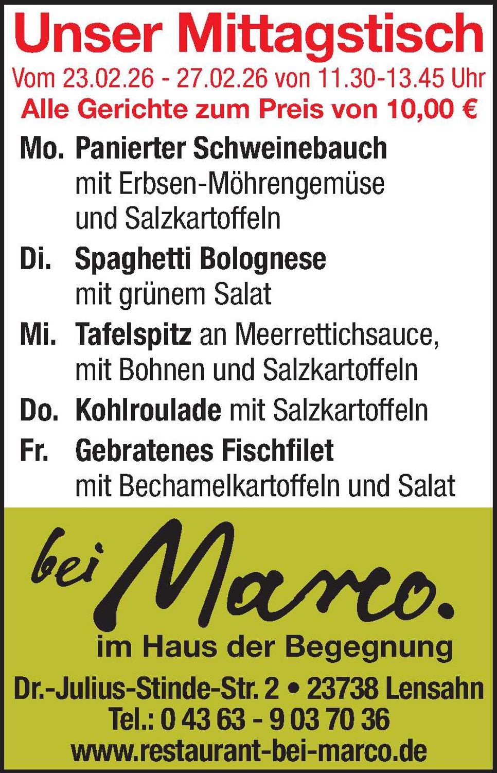 Mittagstisch 21.02.2026