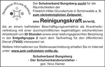 Stellenanzeige Reinigung Schule